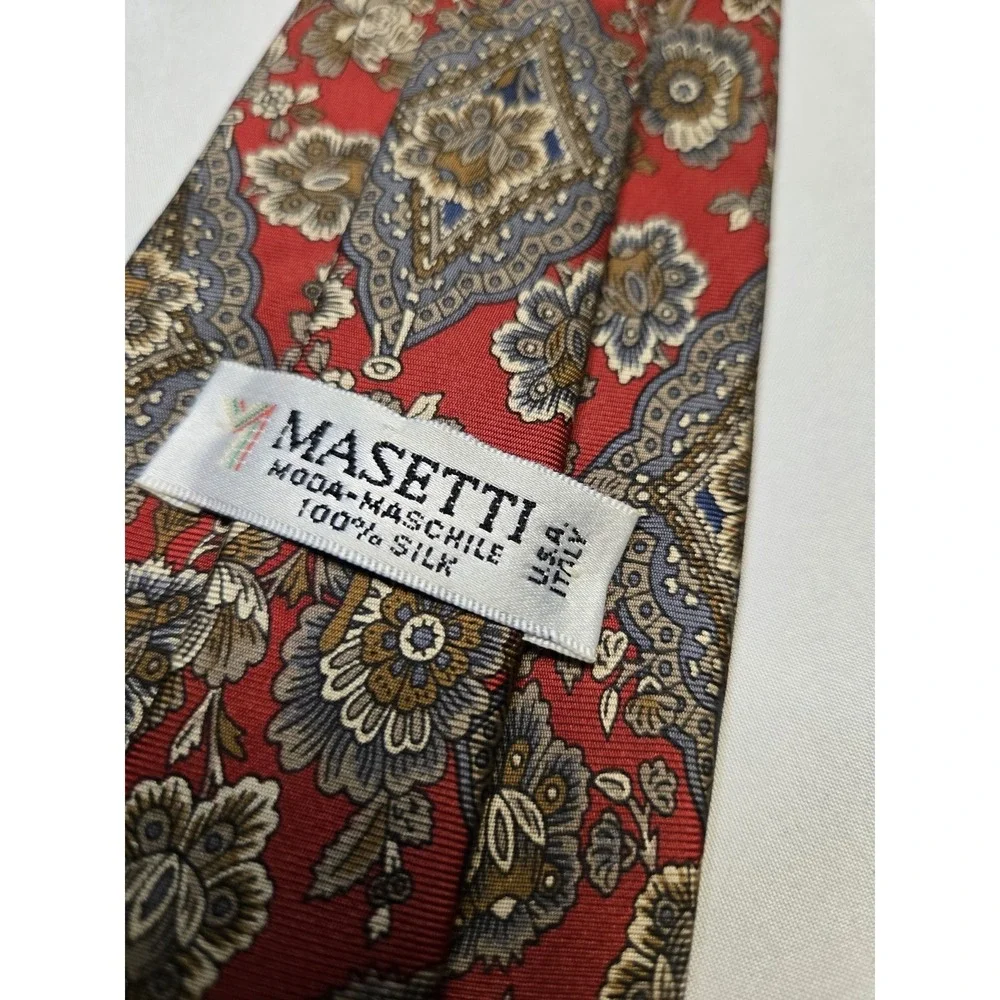 Masetti Moda‎ Mashile 100% Silk Mens Neck Tie Red Paisley Royal Luxe